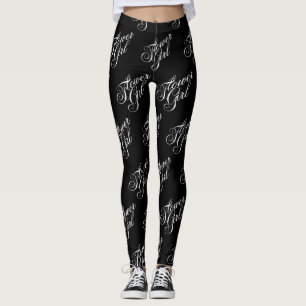 Leggings Flower Girl - Blanc sur Noir