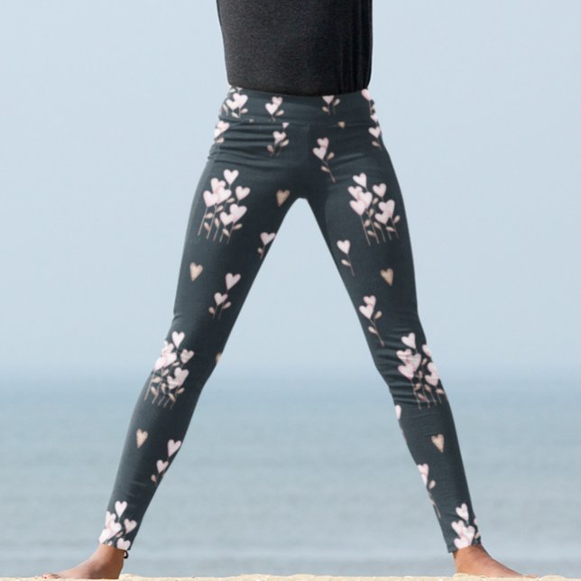 Leggings Flower Hearts Aquarelle Saint-Valentin (Créateur téléchargé)