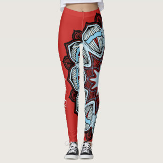 Leggings Flower power rouge