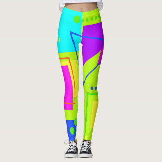 LEGGINGS FLUORO VERT HUIT-HAUTES ANNÉES FORME D'ÉPOQUE MOTI