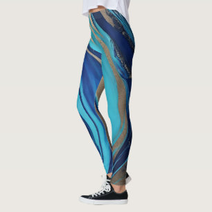 Leggings Flux Abstrait - Bleu et or