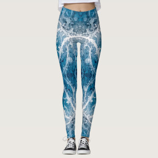 Leggings Flux cosmique sacré - Symétrie argent bleu