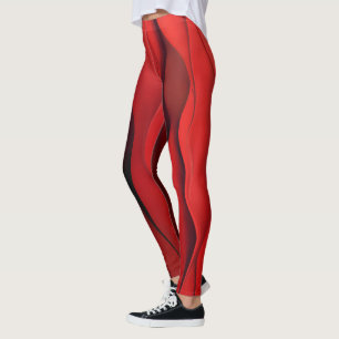 Leggings Flux cramoisi – Vagues rouges abstraites de mouvem