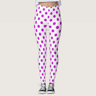 Leggings Fond blanc pois violets