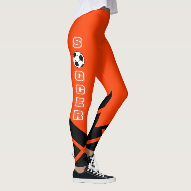 Leggings Footballeur orange, blanc et noir (Droite)