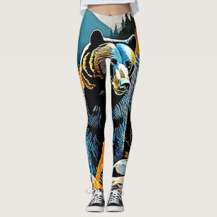 Leggings Forêt Black Bear Majesty Design