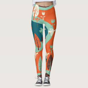 Leggings Forêt d'oies : Scène Vintage de la nature