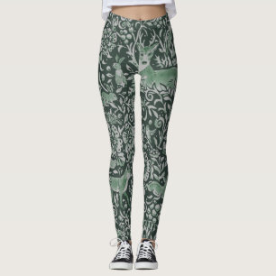 Leggings Forêt foncée Animal vert renard lapin Chouette Ima