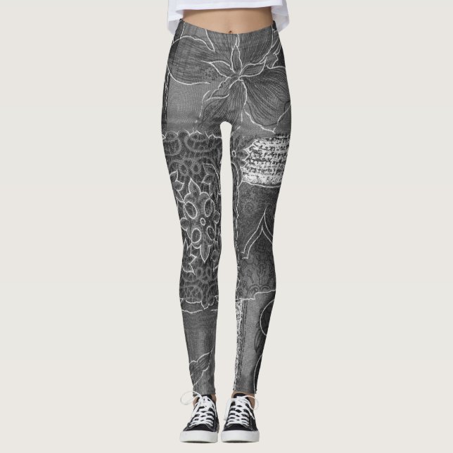 Leggings Forêt grise de patchwork (Devant)