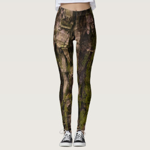 Leggings Forêt Rustique Écorce d'Arbre Vert Moussu