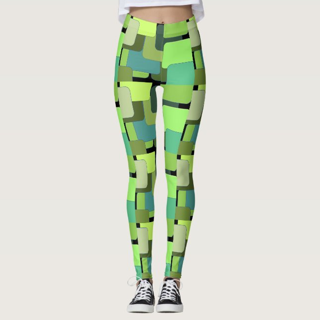 Leggings Forme Abstraite géométrique verte (Devant)