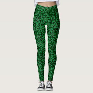 Leggings Formes Abstrait 140821 - Vert herbe sur noir