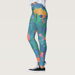 Leggings Formes Abstraites de Boho Maximaliste Coloré en Ve
