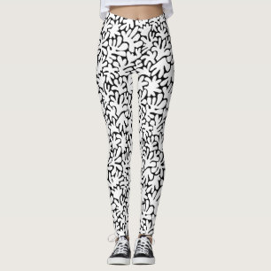 Leggings Formes biologiques Abstrait 240822 - Blanc sur noi