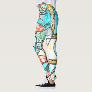 Leggings Formes géométriques avec des textures blanches étr
