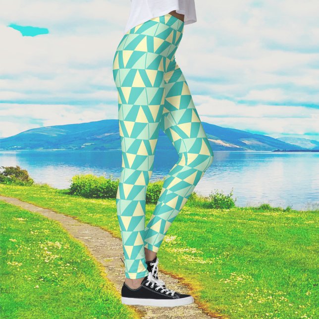 Leggings Formes géométriques en Turquoise et Jaune (Créateur téléchargé)