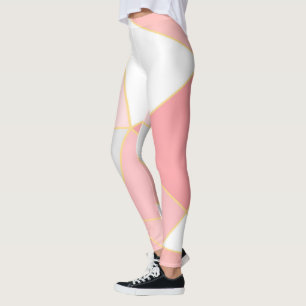 Leggings Formes géométriques motif en rose blanc et or