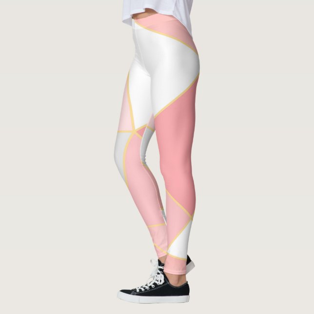 Leggings Formes géométriques motif en rose blanc et or (Gauche)