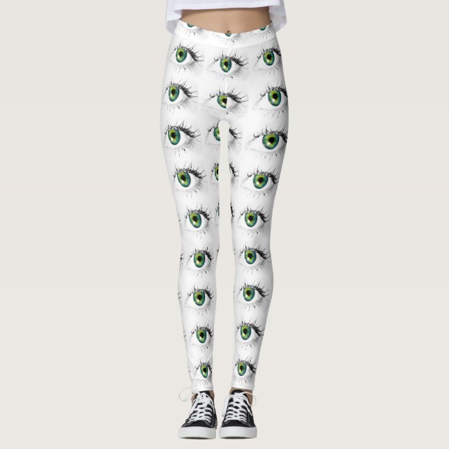 Leggings fou unique eyball bleu vert drôle halloween (Devant)