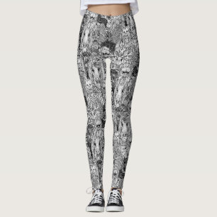 Leggings fouet cryptée pattes blanches noires