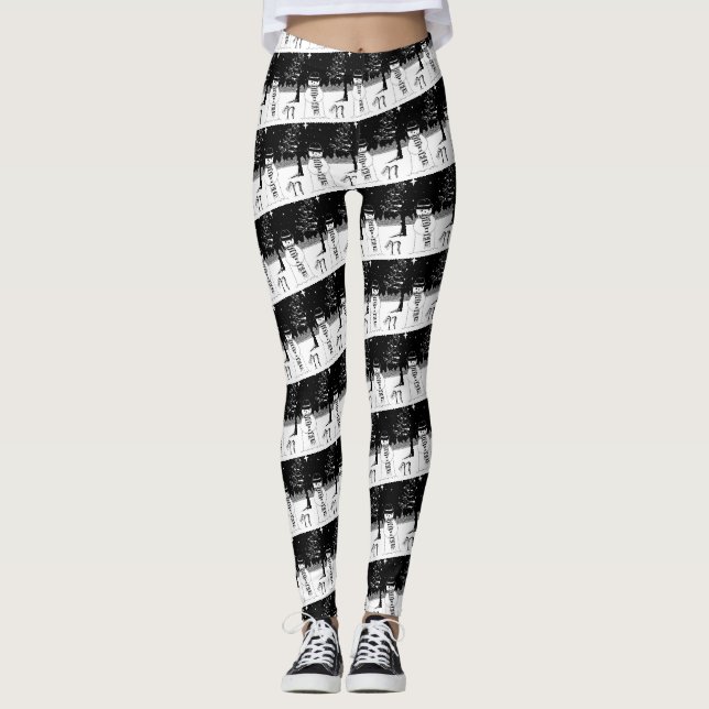 Leggings foulard de neige et casquette noël noir et blanc (Devant)