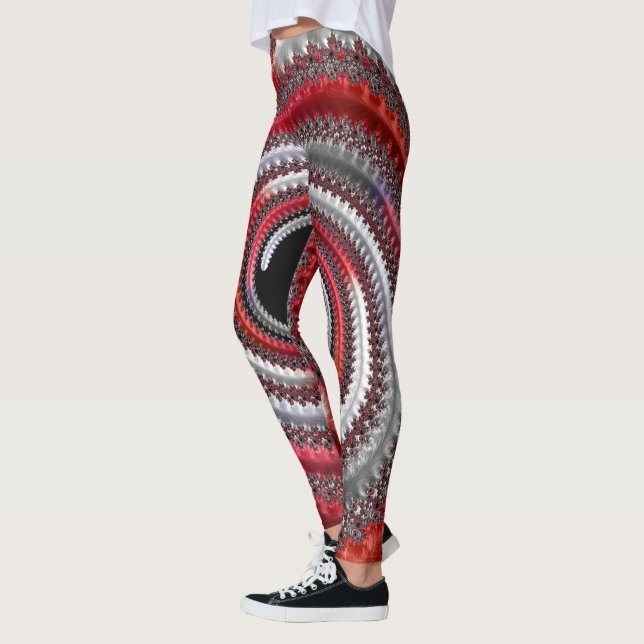 Leggings Fractale Abstraite de la spirale rouge (Gauche)