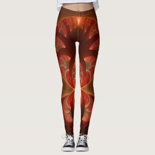 Leggings Fractale moderne abstraite lumineuse orange rouge