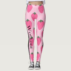 Leggings Fraise adorable l Rose et vert l Design amusant