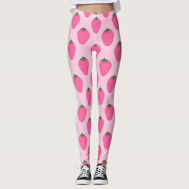 Leggings fraise rose (Devant)