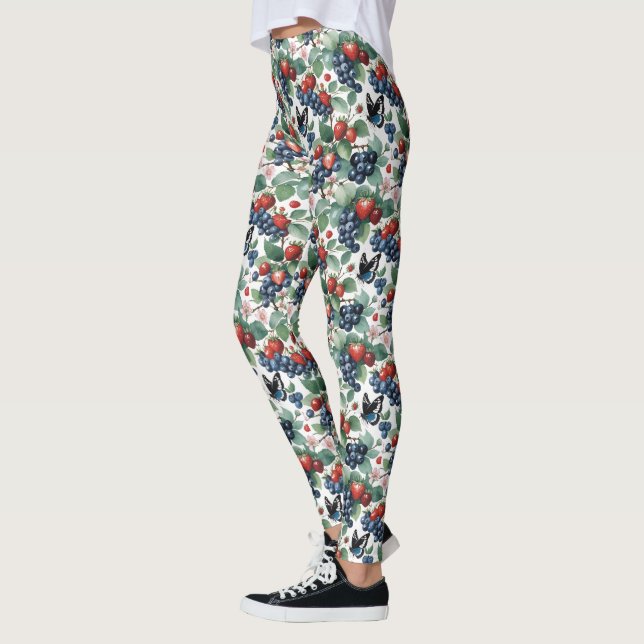 Leggings Fraises Blueberries et papillons Floral (Gauche)