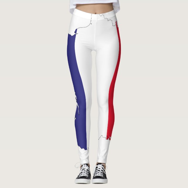 Leggings France Drapeau de la carte Souvenir Design (Devant)