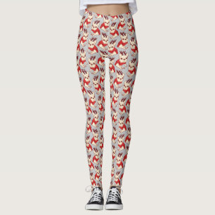 Leggings Frenchie crème dans le chandail de Noël