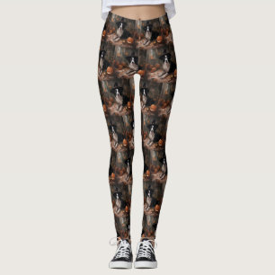 Leggings Frontière Collie Citrouilles Halloween effroi