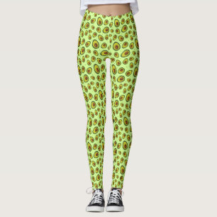 Leggings Fruit Avocado vert citron à motif