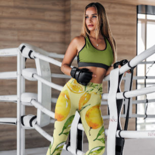 Leggings Fruit de tranche de citron Jaune à motif   Légende