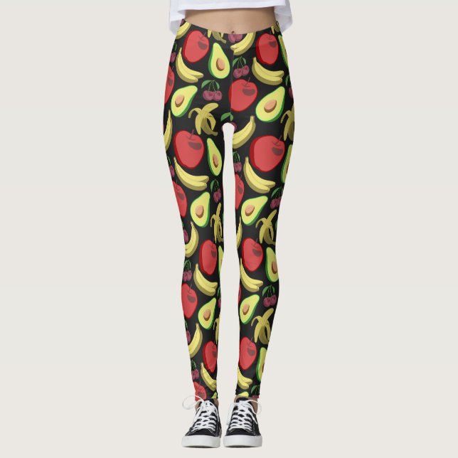 Leggings Fruit motif transparent | fruits tropicaux colorés (Devant)