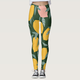 Leggings Fruit vintage citron Motif sans joint