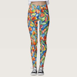 Leggings Fruits deabricot colorés uniques aquarelle d'été