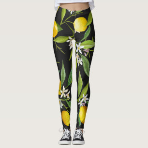 Leggings Fruits floraux citron Motif Vintage