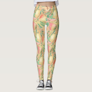 Leggings Fruits, pêches, poires, citrons, aquarelle
