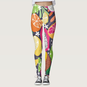 Leggings Fruits tropicaux exotiques Arrière - plan foncé