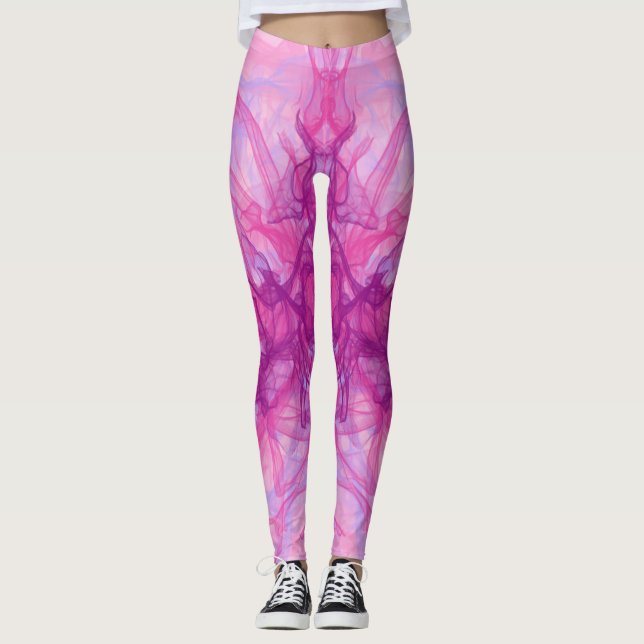 Leggings FUMÉE ROSE - Art fractal moderne et abstrait - (Devant)