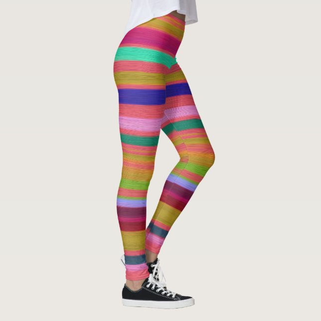 Leggings Fun coloré bandes arc-en-ciel rétro (Droite)
