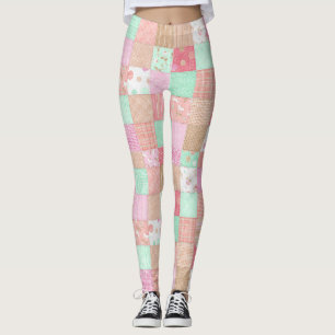 Leggings Fun Pastel Vintage Shabby Chic Patchwork Motif