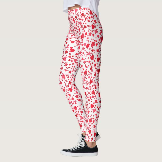 Leggings Fun Red Confetti Hearts Motif (Gauche)