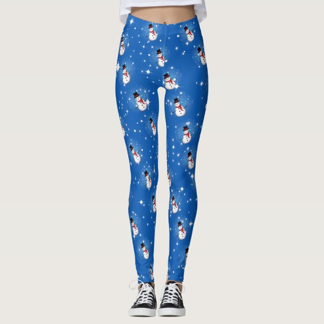 Leggings Fun Snowman en Casquette noir et rouge Écarf sur B (Devant)