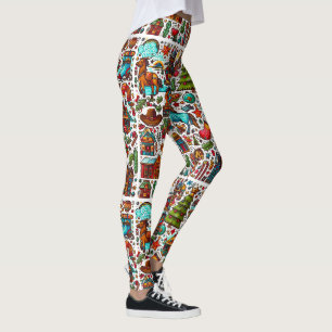 Leggings Fun Western Motif Noël