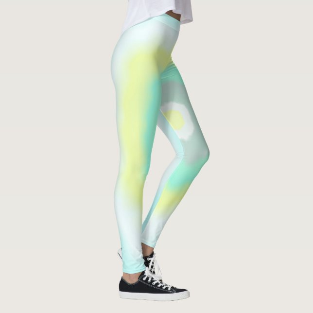 Leggings Funky Abstrait Art Jaune Turquoise Pastel Thème (Droite)