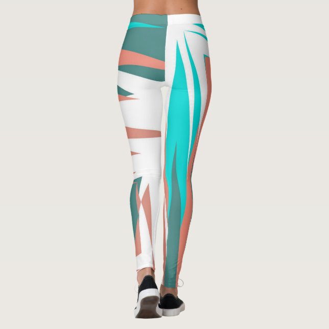 Leggings Funky Abstrait Art Pastel Turquoise Blanc (Dos)
