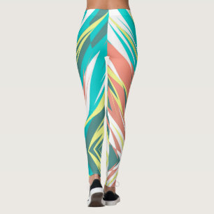 Leggings Funky Abstrait Art Pastel Turquoise Blanc
